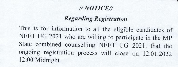 MP NEET Counselling Notice