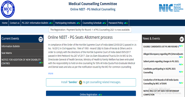 NEET PG Counselling 2021 Registration Live