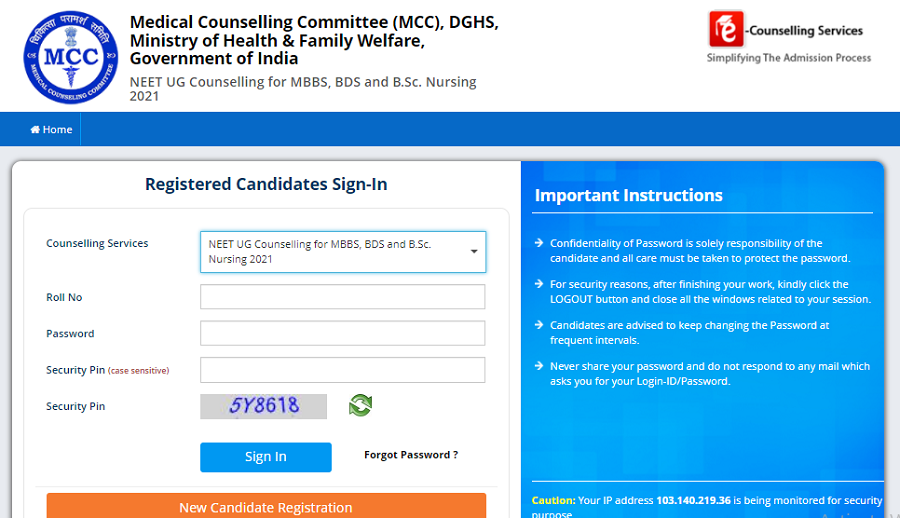 mcc neet ug counselling registration link
