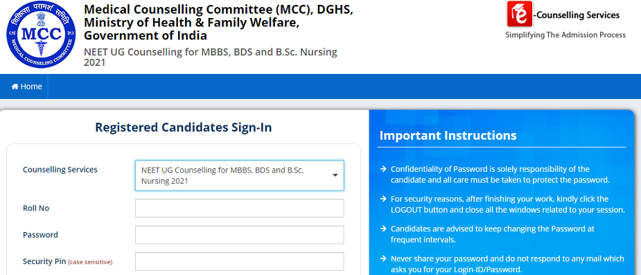 MCC NEET UG Counselling 2021 Choice Filling (Round 2) Last Date