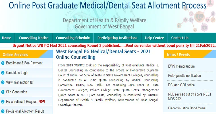 west bengal neet pg counselling 2021 revised schedule