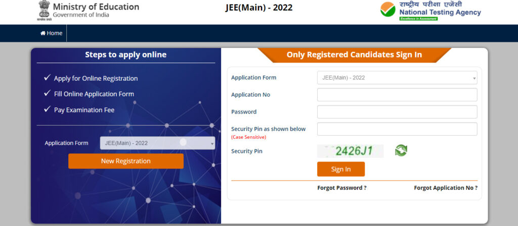 JEE Main 2022 Registration process