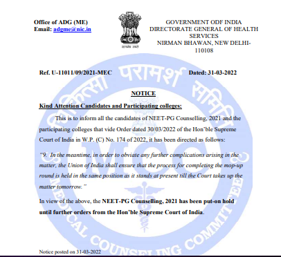 mcc neet pg counselling latest update