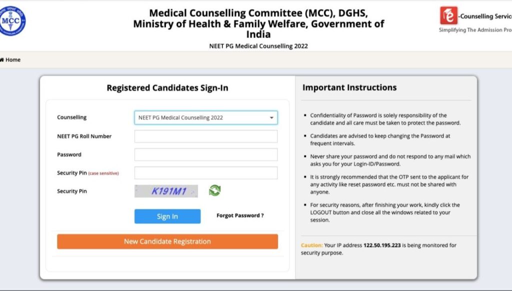 NEET PG Counselling 2022