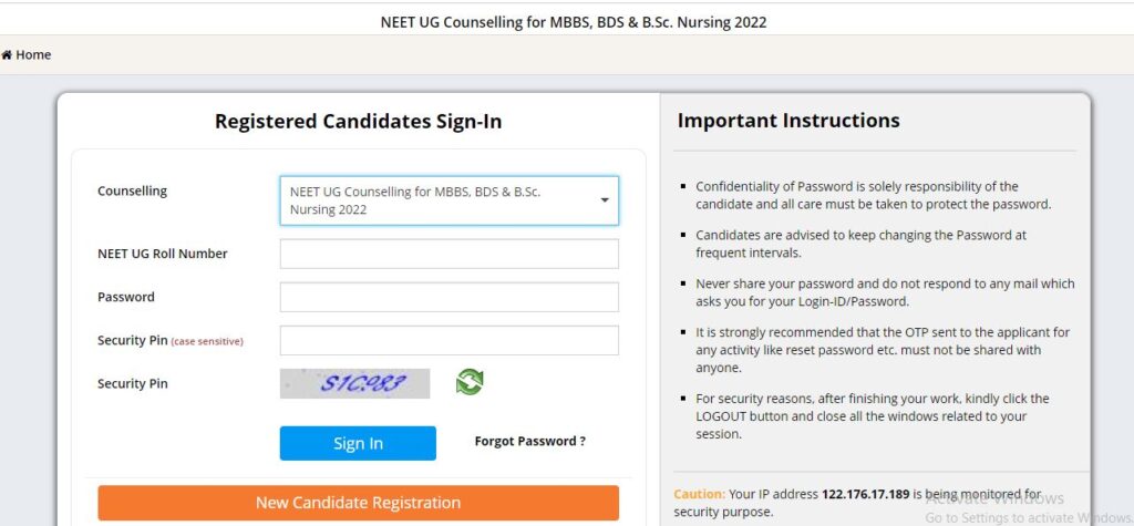 NEET UG COunselling Registration Started