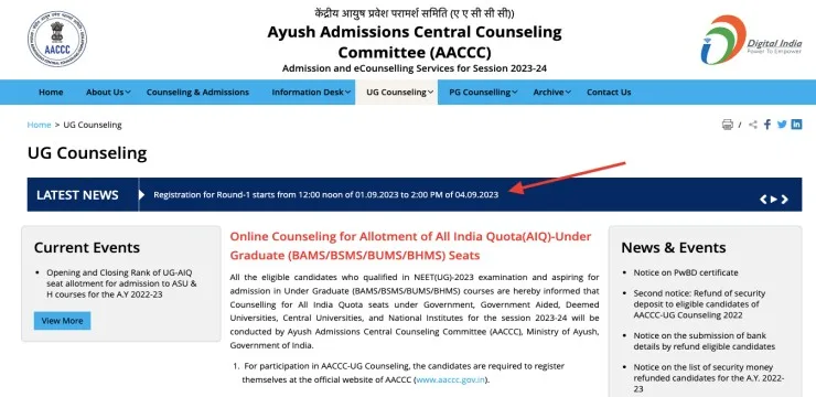 Ayush NEET UG 2023 Round 1 Counselling