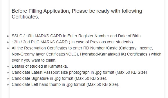 documents are required for KEA CET 24 Registration