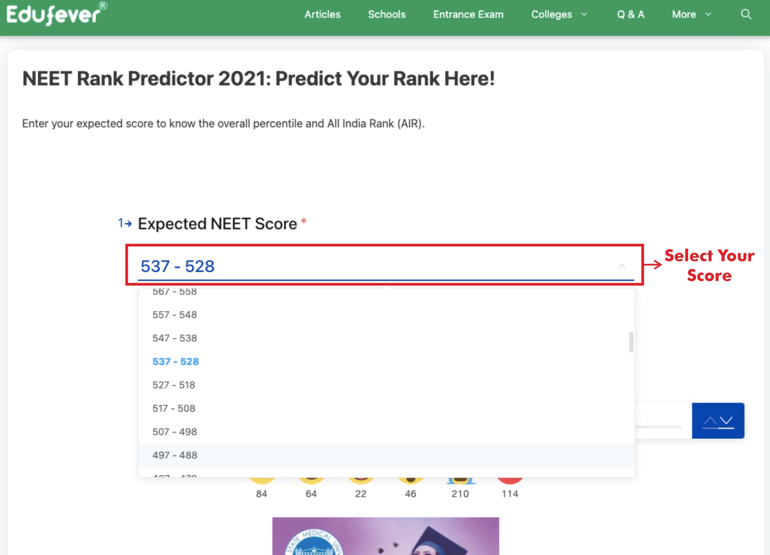 How to Use NEET Rank Predictor Step 2
