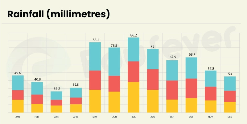 (Moscow city Rainfall forecast throughout the year)