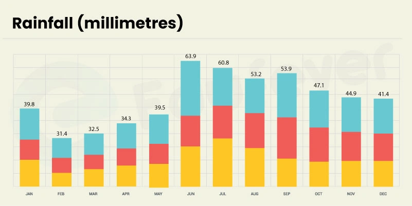 Penza City Rainfall forecast throughout the year