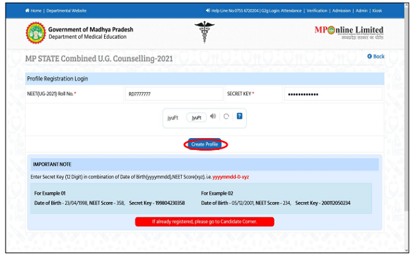 MP NEET Counselling 2021-Step-2