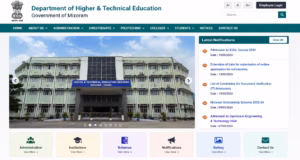 Image Caption: Department of Higher & Technical Education, Government of Mizoram, Aizawl — showcasing the official education department building and digital services portal.