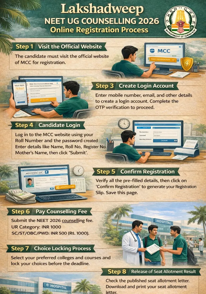 Lakshadweep NEET UG Counselling Registration Process