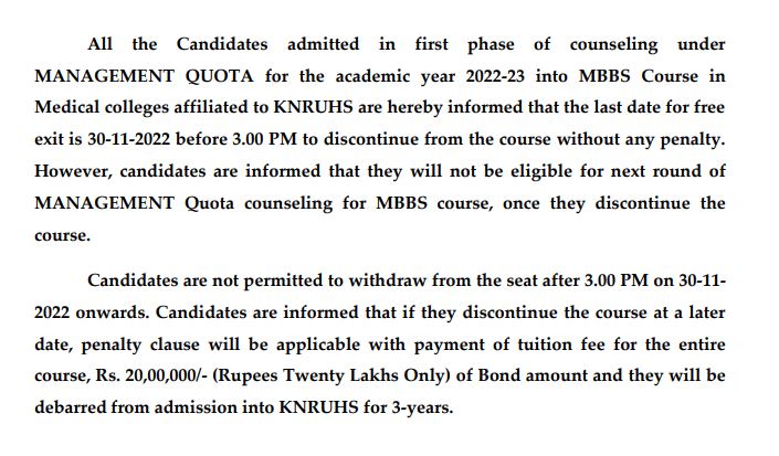 Telangana NEET UG Counselling Notice