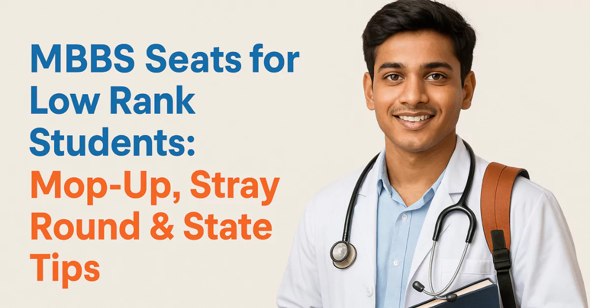 MBBS Seats for Low Rank Students: Mop-Up, Stray Round & State Tips