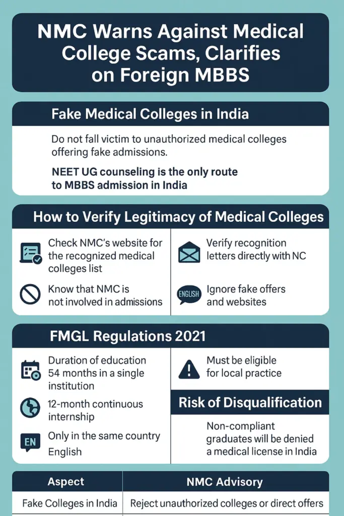 NMC Warns Against Medical College Scam, Clarifies Rules for Foreign MBBS Students