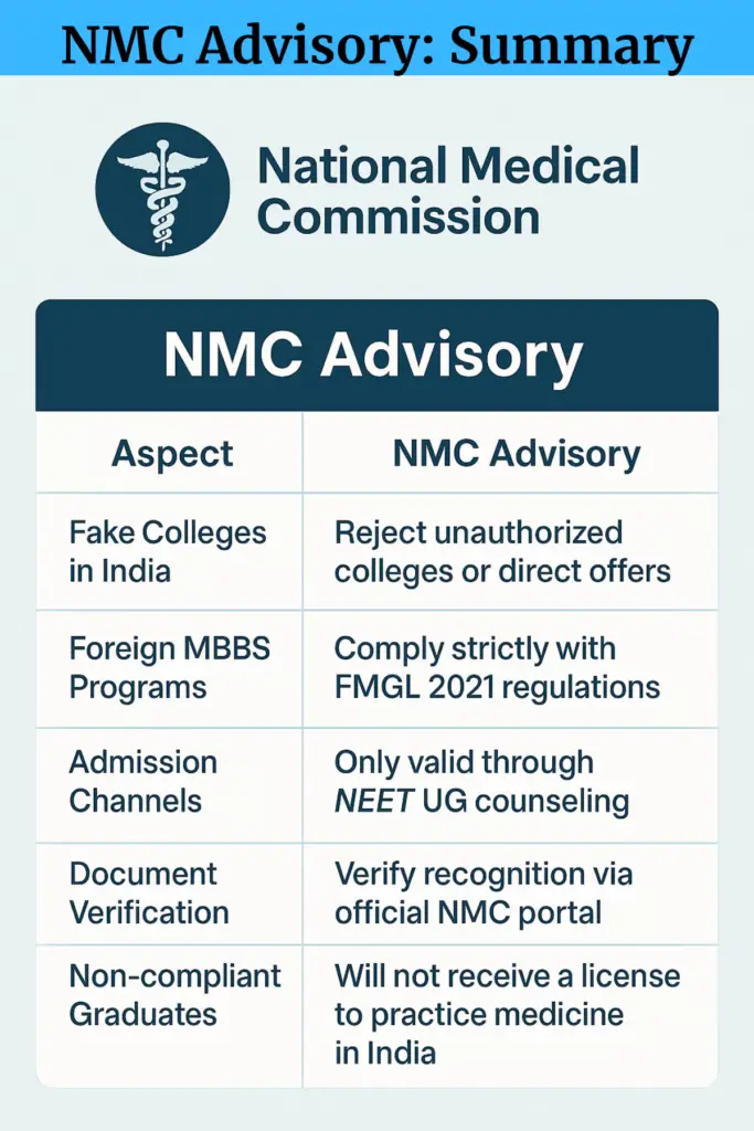 Summary of NMC Advisory