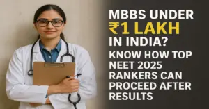MBBS Under ₹1 Lakh in India? Know How Top NEET 2025 Rankers Can Proceed After Results