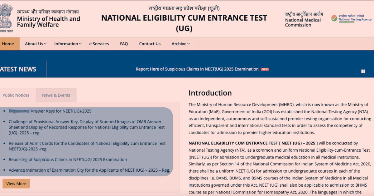 NEET 2025 Final Answer Key Date & Time Released