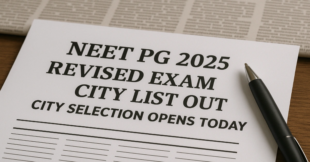 NEET PG 2025 Revised Exam City List Out; City Selection Opens Today