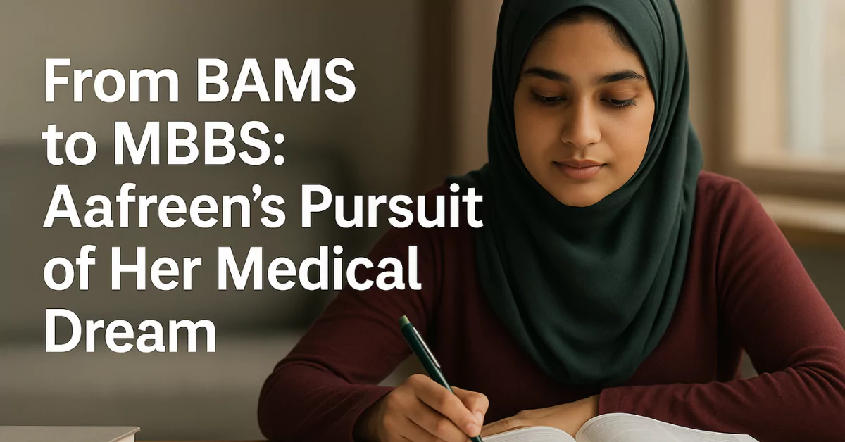 From BAMS to MBBS: Aafreen’s Pursuit of Her Medical Dream