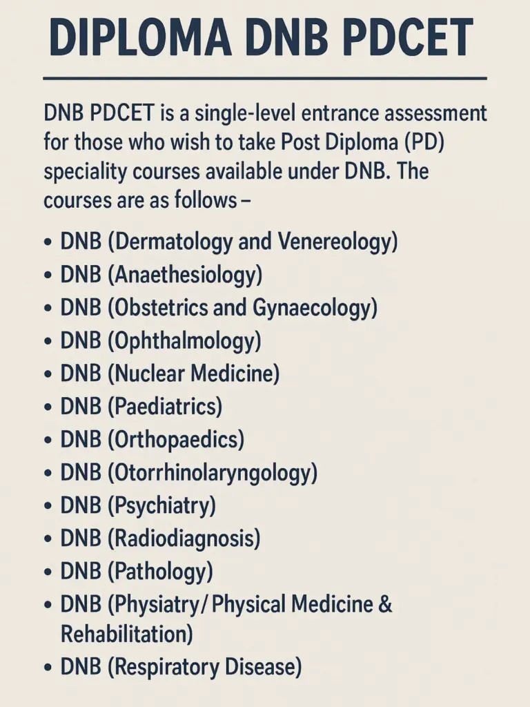 Specialisation after MBBS Diploma DNB PDCET