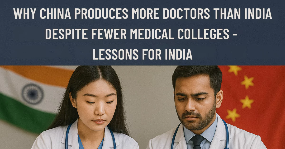 generate a realistic feature image for "Why China Produces More Doctors Than India Despite Fewer Medical Colleges- Lessons for India"
