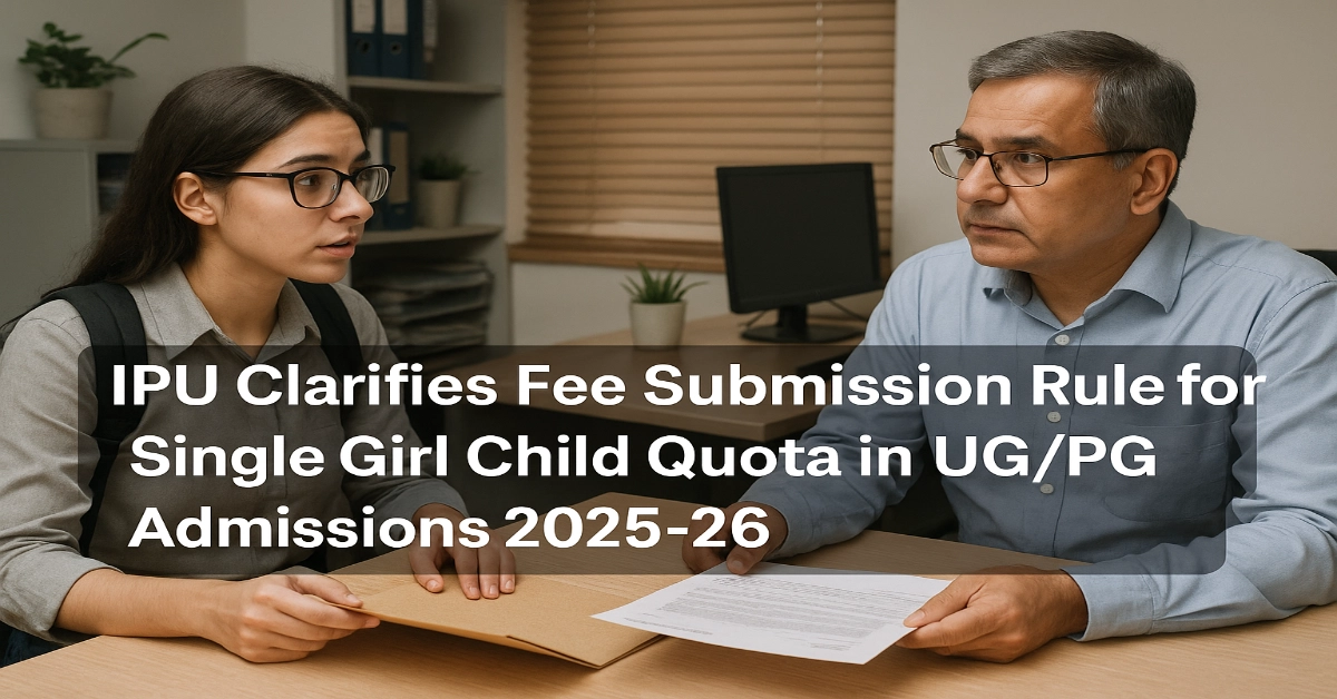 IPU Clarifies Fee Submission Rule for Single Girl Child Quota in UG/PG Admissions 2025-26