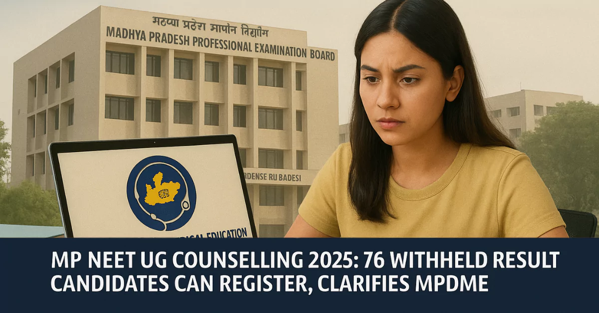 MPDME Counselling: 76 Withheld Result Candidates Can Register Under NEET UG 2025