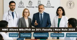 NMC Allows MSc/PhD as 30% of Faculty in 5 Medical Subjects: Its Impact On Medical Education