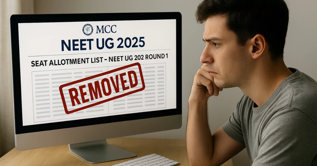 MCC Withdraws NEET UG 2025 Round 1 Seat Allotment List