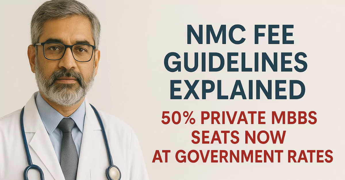 NMC Fee Guidelines: 50% Private Medical Seats at Govt College Fees