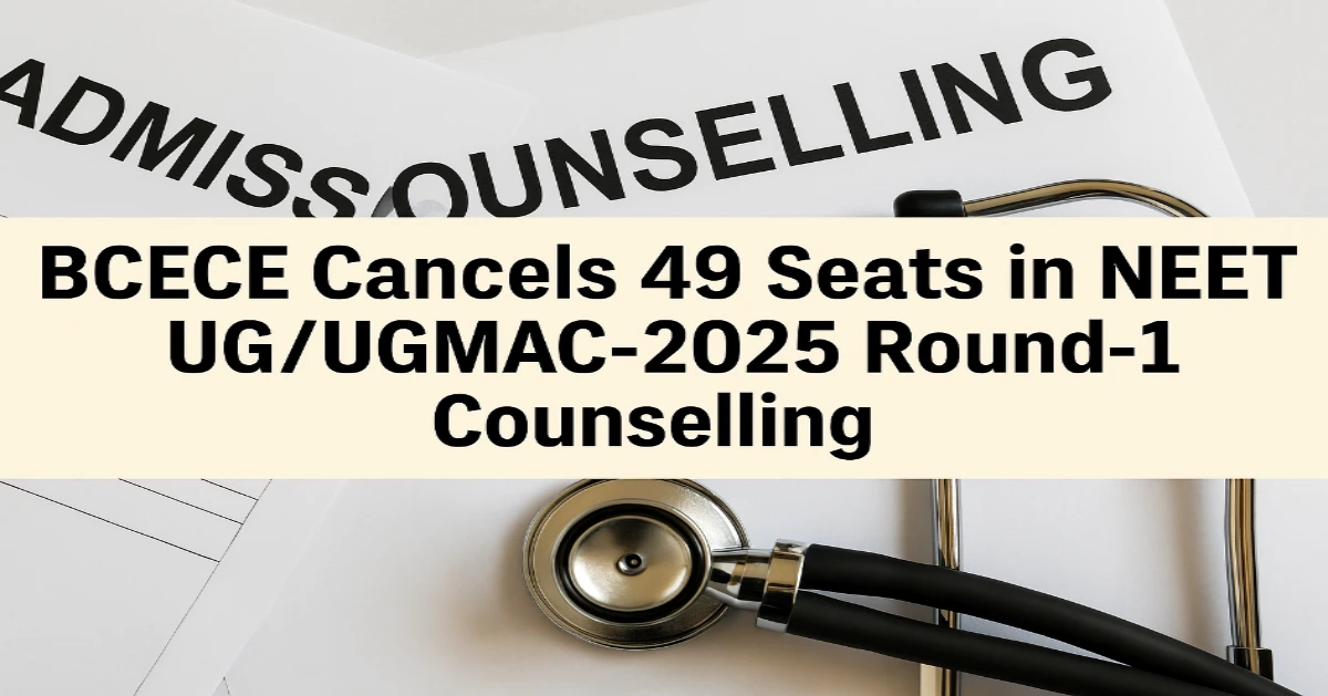 BCECE Cancels 49 Seats in NEET UG/UGMAC-2025 Round-1 Counselling