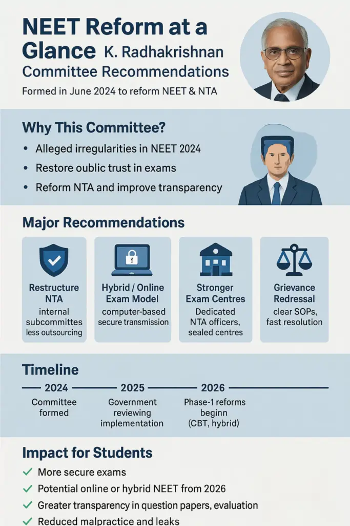 K Radhakrishnan Committee Report on NEET Reform