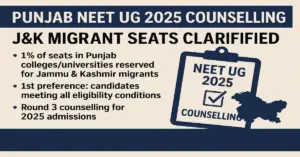Punjab NEET UG 2025 Counselling: J&K Migrant Seats Clarified