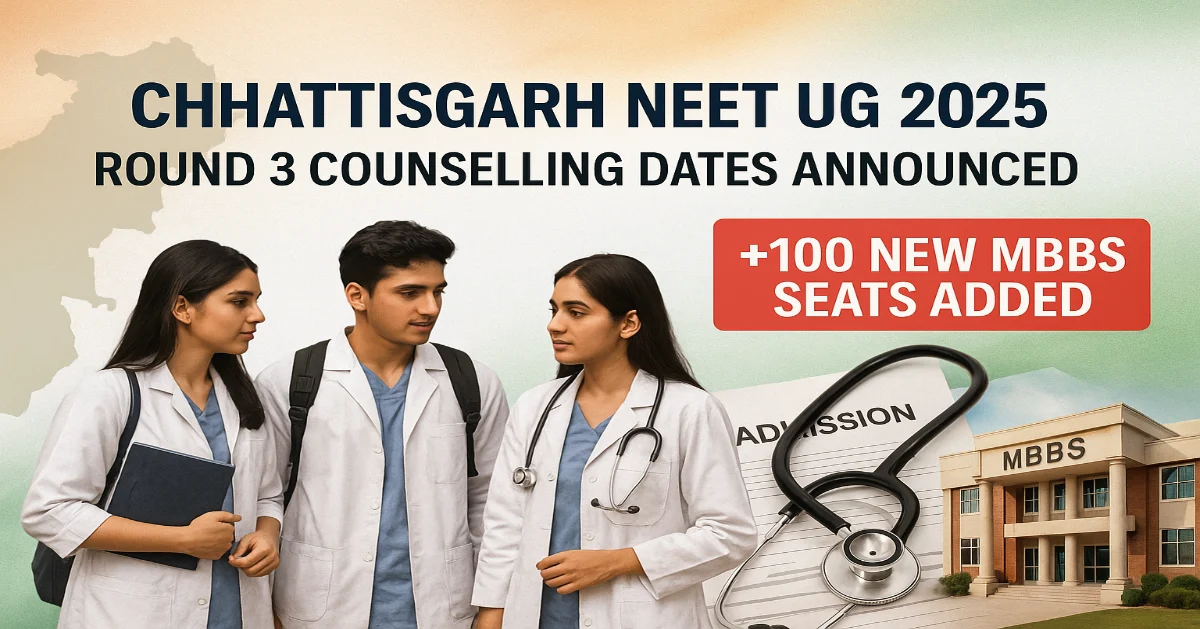 Chhattisgarh NEET UG 2025 Round 3 Counselling Dates Out