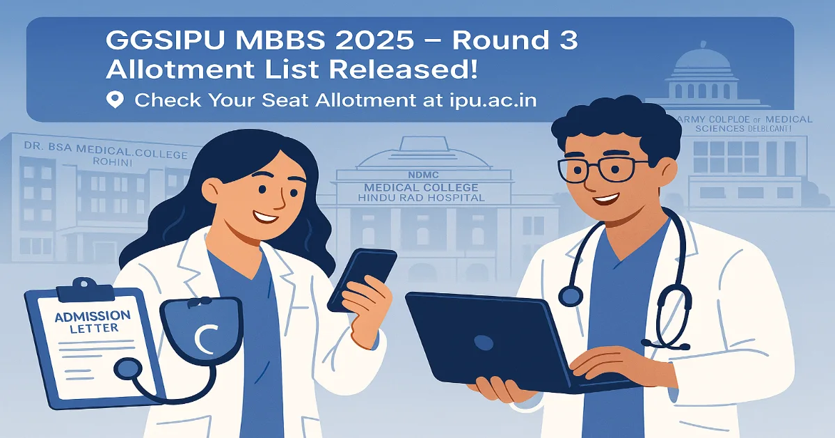 GGSIPU MBBS 2025 Round 3 Allotment List Released