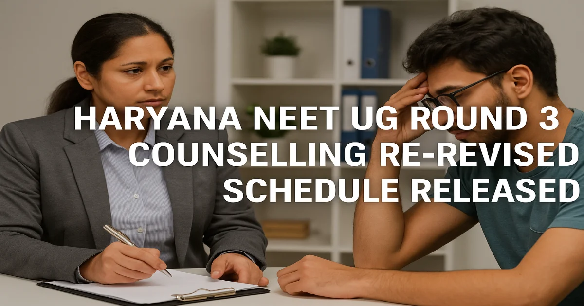 Haryana NEET UG Round 3 Counselling Re-Revised Schedule Out