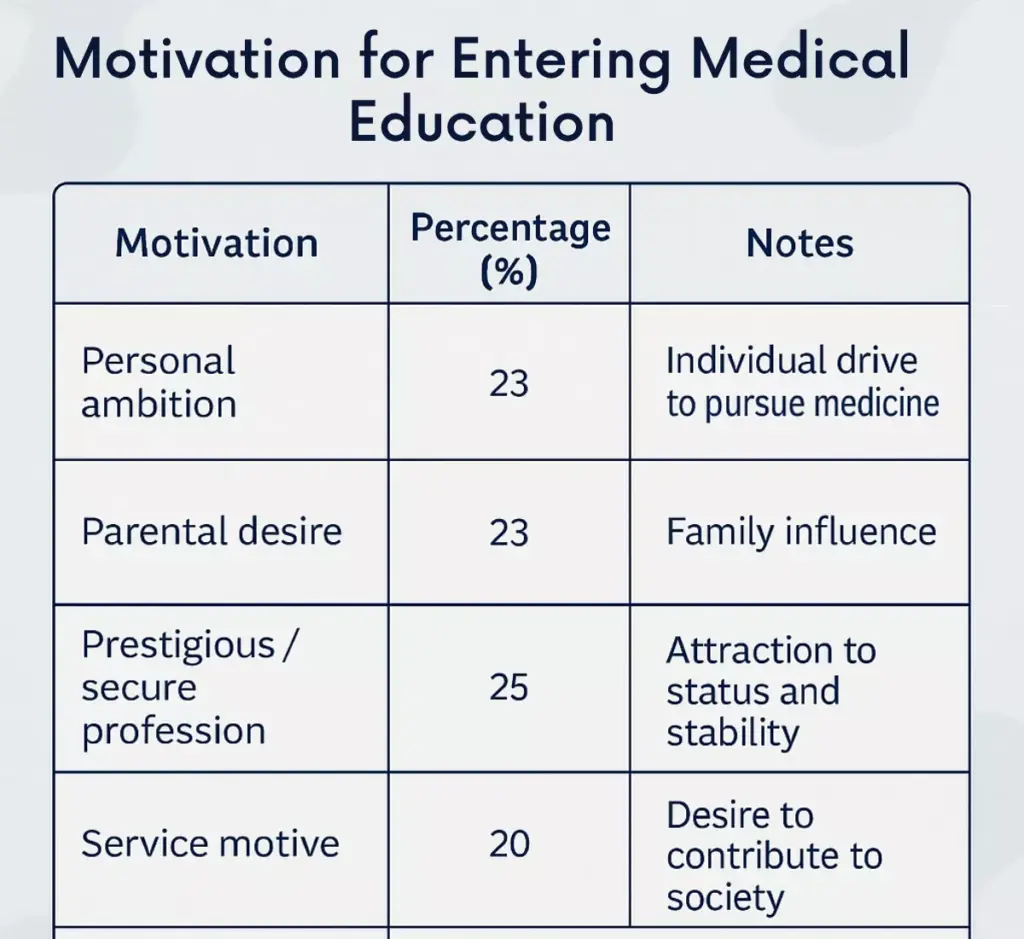 Motivation for Entering Medical Education