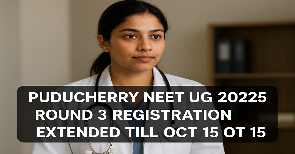 Puducherry NEET UG 2025 Round 3 Registration Deadline Extended