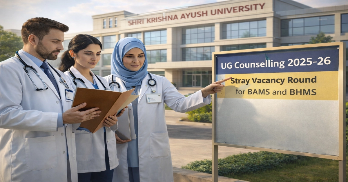 SKAU UG Counselling 2025–26 stray vacancy round schedule for BAMS and BHMS admissions