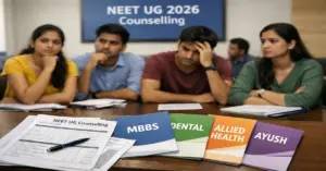 Indian NEET UG 2026 aspirants reviewing medical career options beyond MBBS, highlighting counselling uncertainty and education policy challenges