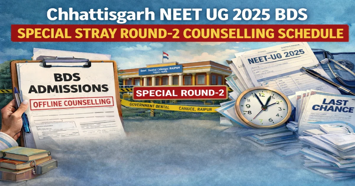 Chhattisgarh NEET UG 2025: Special Stray Round-2 Counselling Schedule Released for BDS Seats