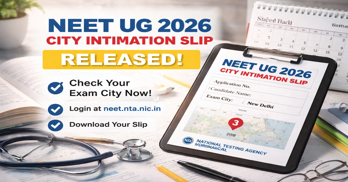 NEET UG 2026: NTA Releases Advance City Intimation Slip