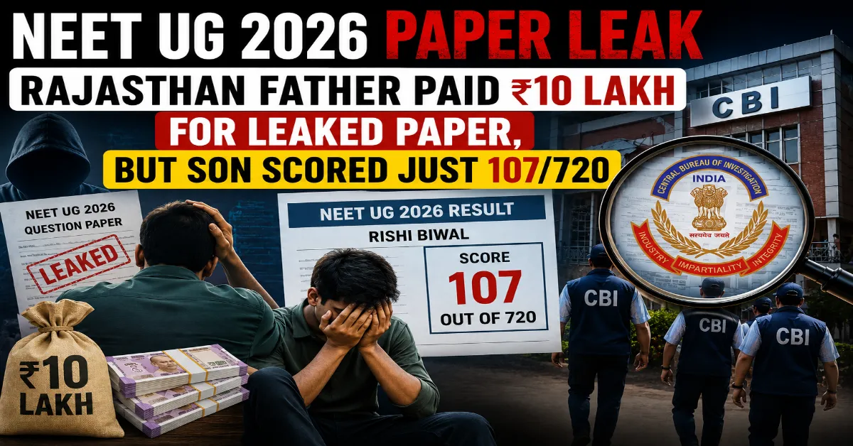 NEET UG 2026 Paper Leak: Rajasthan Father Paid ₹10 Lakh for Leaked Paper, But Son Scored Just 107/720