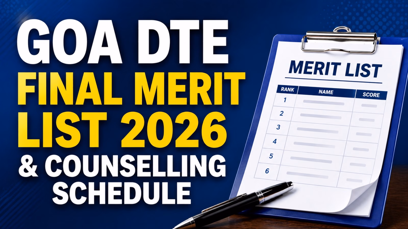 Goa DTE Final Merit List 2026 & Counselling Schedule
