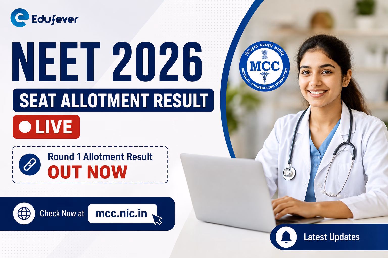 MCC NEET 2026 Round 1 Seat Allotment Result Link LIVE