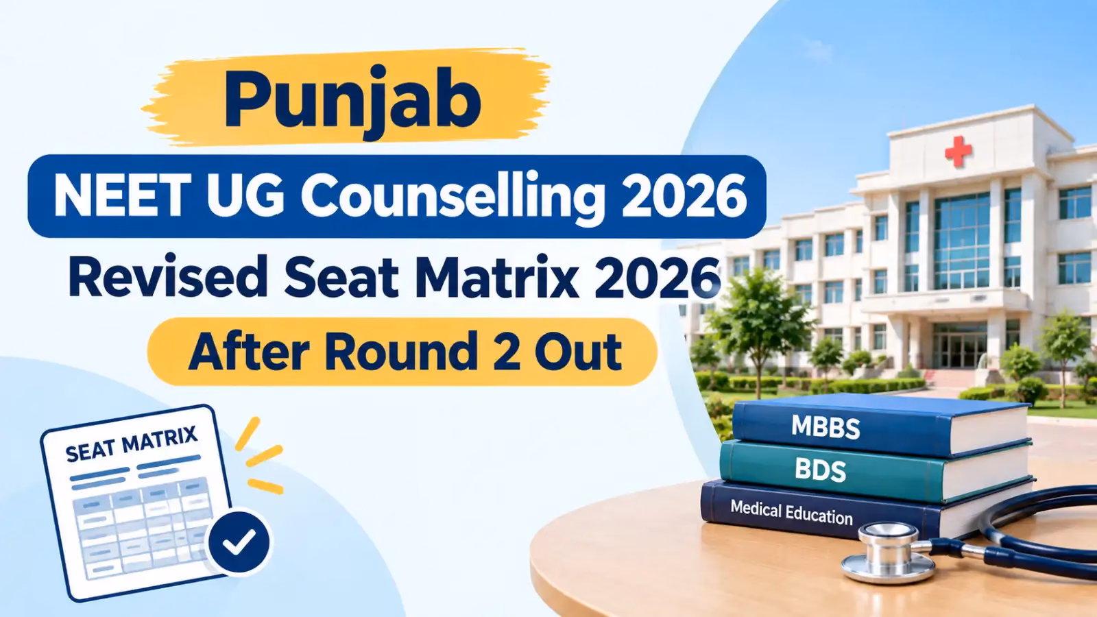 Punjab NEET UG Revised Seat Matrix 2026 After Round 2 Out