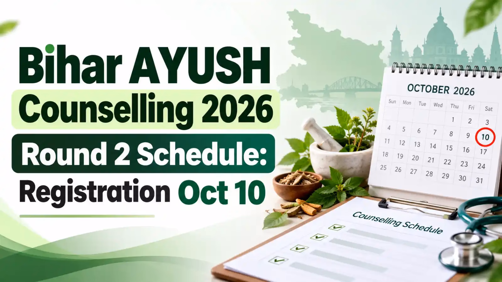 Bihar AYUSH Counselling 2026 Round 2 Schedule: Registration Oct 10