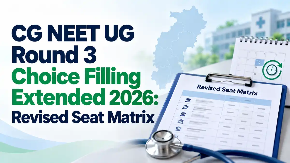 CG NEET UG Round 3 Choice Filling Extended 2026: Revised Seat Matrix